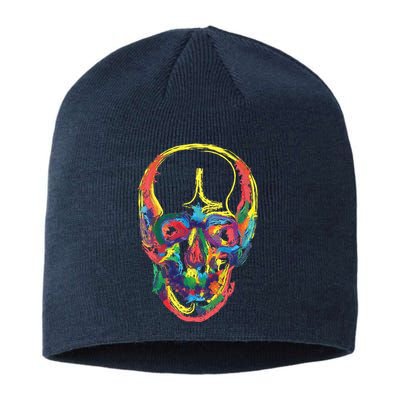 Colorful Human Splatter Skull Sustainable Beanie