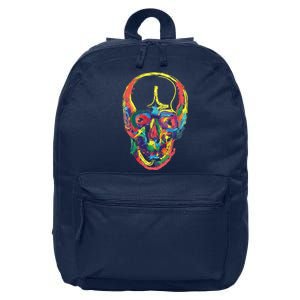 Colorful Human Splatter Skull 16 in Basic Backpack