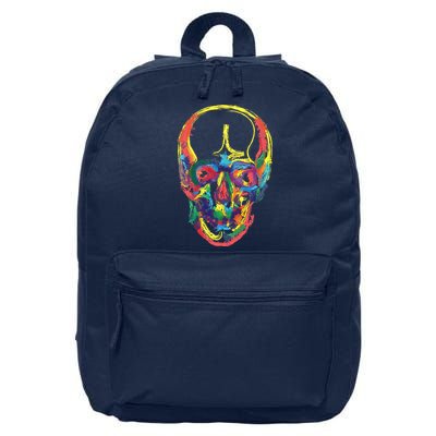 Colorful Human Splatter Skull 16 in Basic Backpack