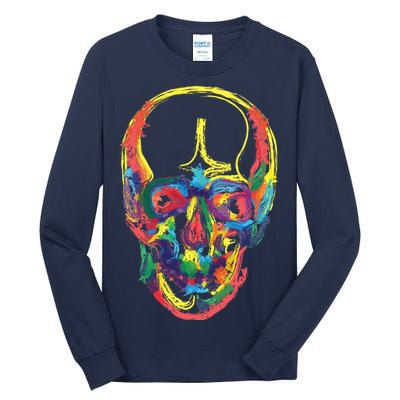 Colorful Human Splatter Skull Tall Long Sleeve T-Shirt