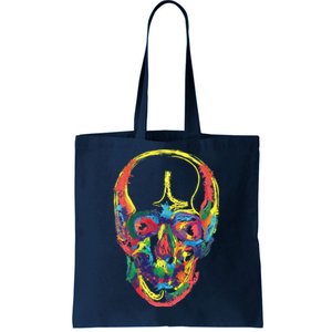 Colorful Human Splatter Skull Tote Bag