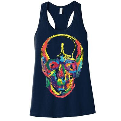 Colorful Human Splatter Skull Women's Racerback Tank