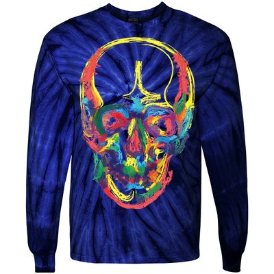 Colorful Human Splatter Skull Tie-Dye Long Sleeve Shirt