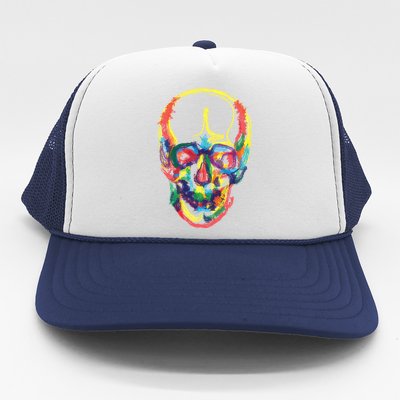 Colorful Human Splatter Skull Trucker Hat