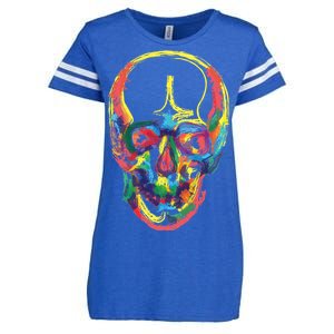 Colorful Human Splatter Skull Enza Ladies Jersey Football T-Shirt