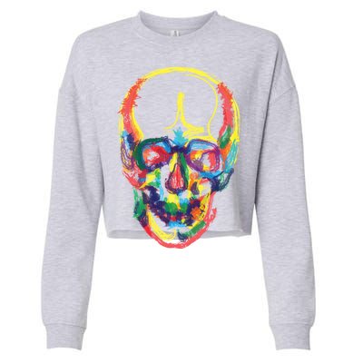 Colorful Human Splatter Skull Cropped Pullover Crew