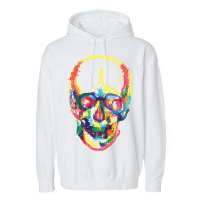 Colorful Human Splatter Skull Garment-Dyed Fleece Hoodie