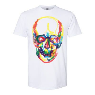 Colorful Human Splatter Skull Softstyle CVC T-Shirt