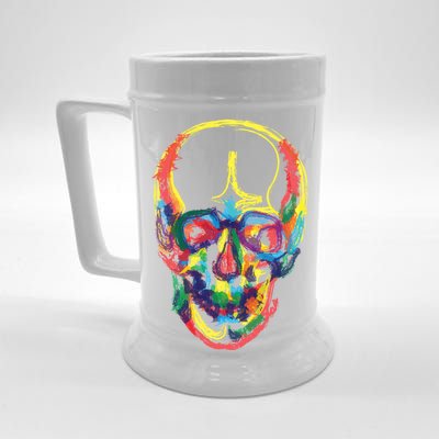 Colorful Human Splatter Skull Beer Stein