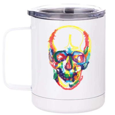 Colorful Human Splatter Skull 12 oz Stainless Steel Tumbler Cup