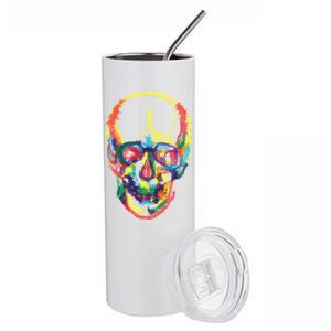 Colorful Human Splatter Skull Stainless Steel Tumbler