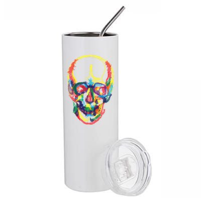 Colorful Human Splatter Skull Stainless Steel Tumbler