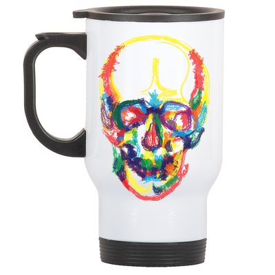 Colorful Human Splatter Skull Stainless Steel Travel Mug