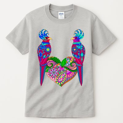 Colorful Jungle Birds Abstract Heart Tall T-Shirt