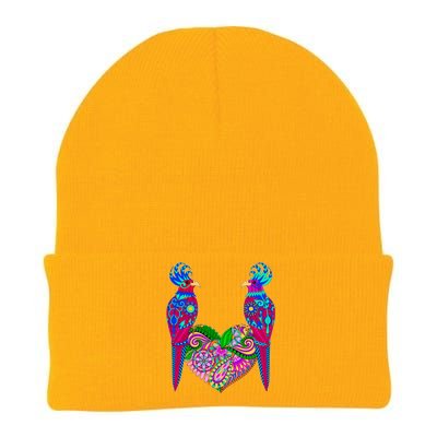 Colorful Jungle Birds Abstract Heart Knit Cap Winter Beanie