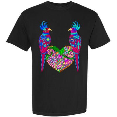 Colorful Jungle Birds Abstract Heart Garment-Dyed Heavyweight T-Shirt