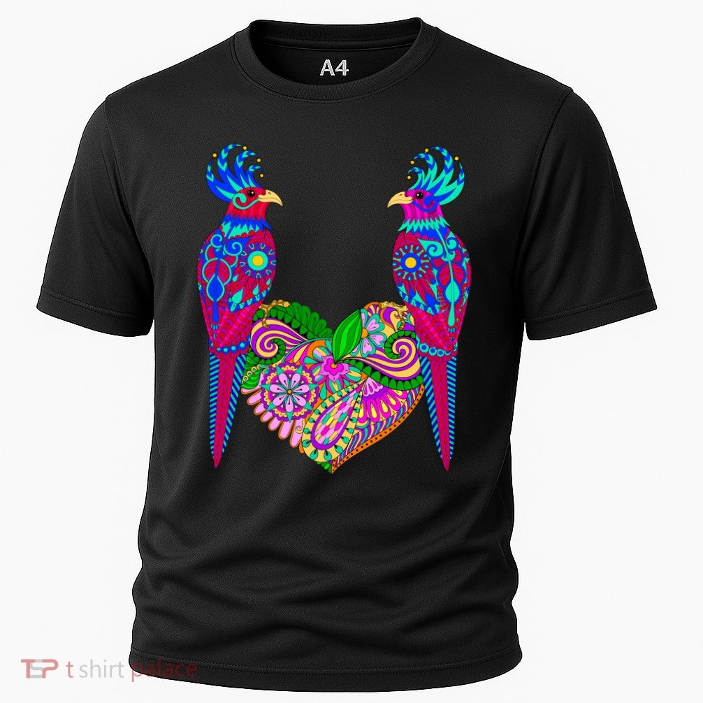 Colorful Jungle Birds Abstract Heart Performance Shirt