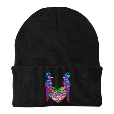 Colorful Jungle Birds Abstract Heart Beanie