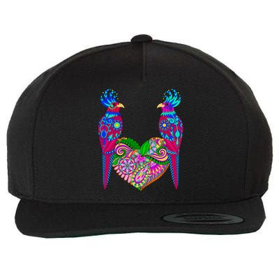 Colorful Jungle Birds Abstract Heart Wool Snapback Cap