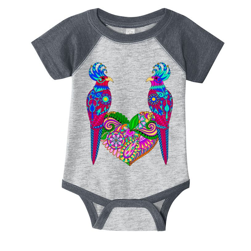 Colorful Jungle Birds Abstract Heart Infant Baby Jersey Bodysuit