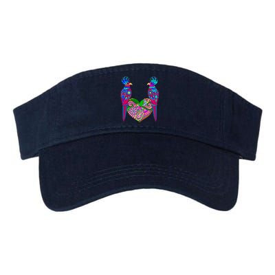 Colorful Jungle Birds Abstract Heart Valucap Bio-Washed Visor