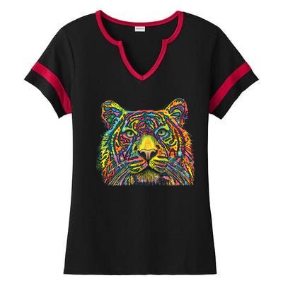 Colorful King - Tiger - Dean Russo Ladies Halftime Notch Neck Tee