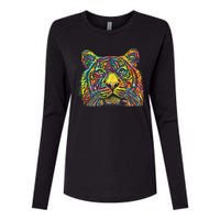 Colorful King - Tiger - Dean Russo Womens Cotton Relaxed Long Sleeve T-Shirt