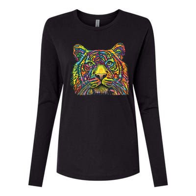 Colorful King - Tiger - Dean Russo Womens Cotton Relaxed Long Sleeve T-Shirt