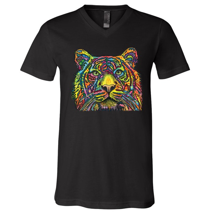 Colorful King - Tiger - Dean Russo V-Neck T-Shirt