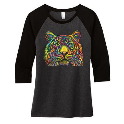 Colorful King - Tiger - Dean Russo Women's Tri-Blend 3/4-Sleeve Raglan Shirt