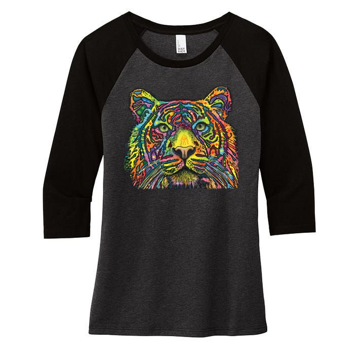 Colorful King - Tiger - Dean Russo Women's Tri-Blend 3/4-Sleeve Raglan Shirt