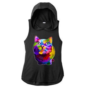 Colorful Kitten Nose Boop Ladies PosiCharge Tri-Blend Wicking Draft Hoodie Tank