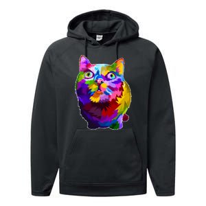 Colorful Kitten Nose Boop Performance Fleece Hoodie