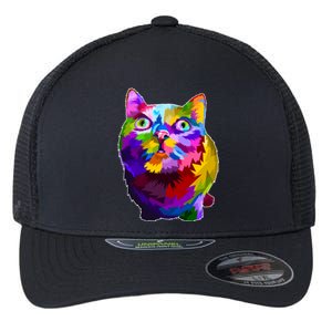 Colorful Kitten Nose Boop Flexfit Unipanel Trucker Cap