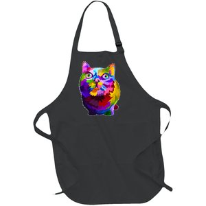 Colorful Kitten Nose Boop Full-Length Apron With Pockets