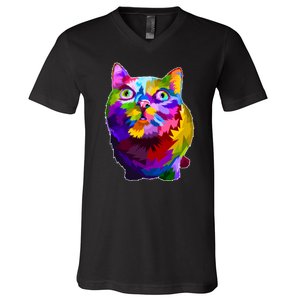 Colorful Kitten Nose Boop V-Neck T-Shirt