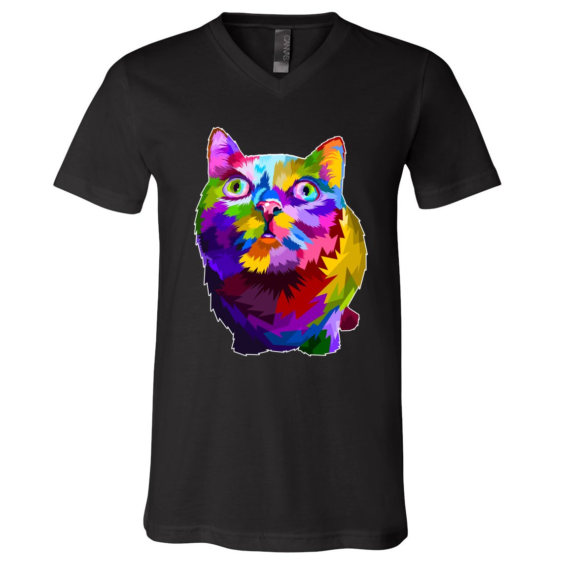 Colorful Kitten Nose Boop V-Neck T-Shirt