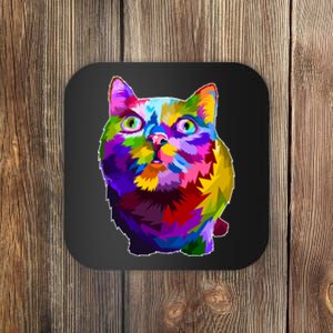 Colorful Kitten Nose Boop Coaster