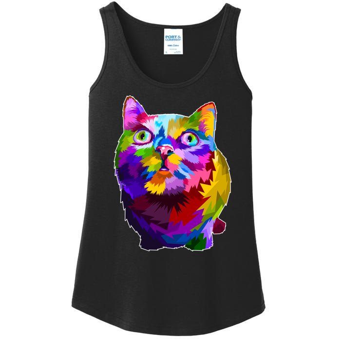 Colorful Kitten Nose Boop Ladies Essential Tank