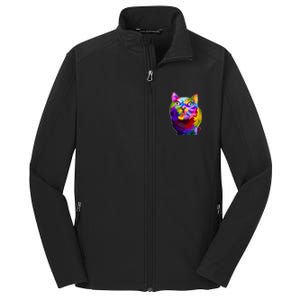 Colorful Kitten Nose Boop Core Soft Shell Jacket