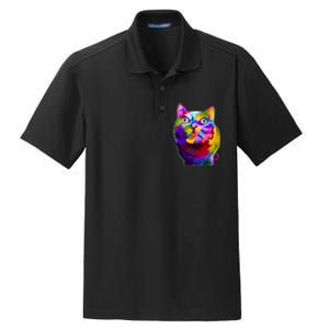 Colorful Kitten Nose Boop Dry Zone Grid Polo