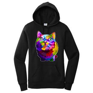 Colorful Kitten Nose Boop Women's Pullover Hoodie