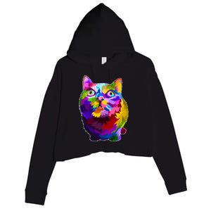 Colorful Kitten Nose Boop Crop Fleece Hoodie