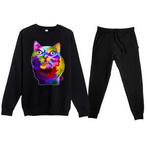 Colorful Kitten Nose Boop Premium Crewneck Sweatsuit Set