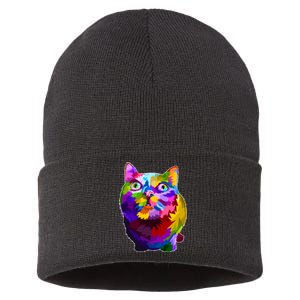 Colorful Kitten Nose Boop Sustainable Knit Beanie