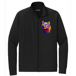 Colorful Kitten Nose Boop Stretch Full-Zip Cadet Jacket