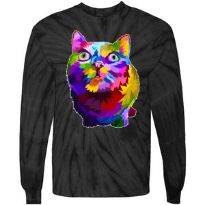 Colorful Kitten Nose Boop Tie-Dye Long Sleeve Shirt