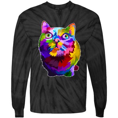 Colorful Kitten Nose Boop Tie-Dye Long Sleeve Shirt