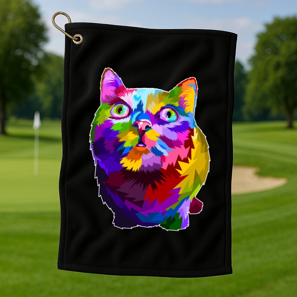 Colorful Kitten Nose Boop Golf Towel