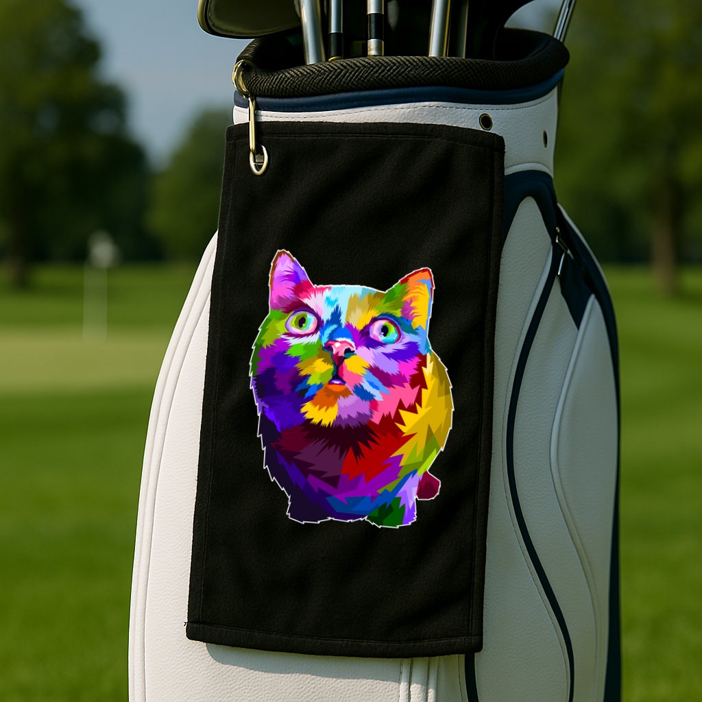 Colorful Kitten Nose Boop Golf Towel